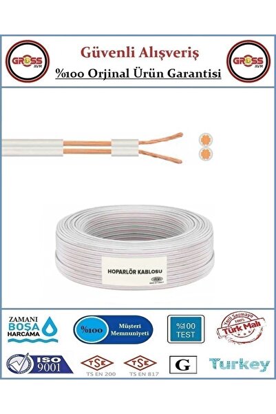 GrossAVM 2x0,75 Bitişik Kordon Kablo - Hoparlör Tesisat Kablosu - 8 Metre