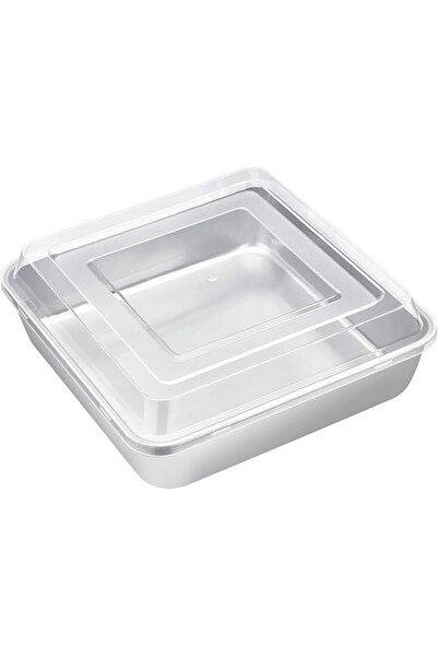 The Bros صينية خبز مربعة مقاس 8 × 8 بوصة مع غطاء من الفولاذ المقاوم للصدأ، صي...