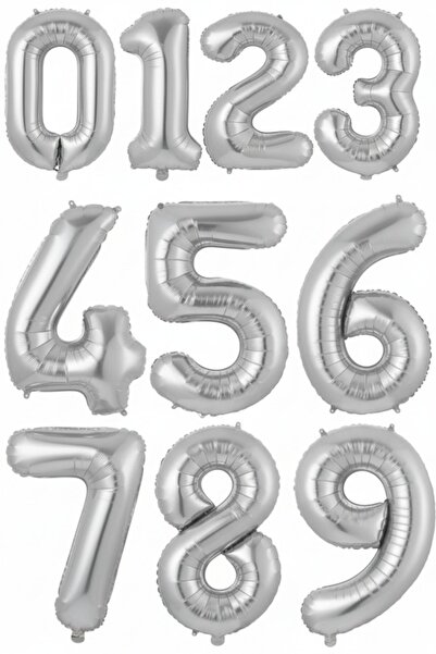 Baloncu Dede Gümüş 76 CM Büyük Boy Rakam Balon Doğum Günü Yaş Parti Balonu Ra...