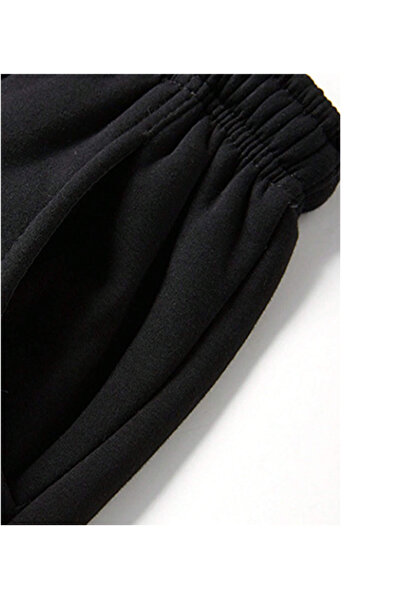 KİNNEAS 2 Adet Kadın Siyah + Gri Büyük Beden Baggy Bol Kesim Pantolon ALTI Esnek Rahat Kumaş Eşofman Altı