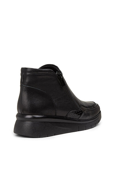 Deery Γυναικείες μαύρες μπότες από γνήσιο δέρμα με φερμουάρ