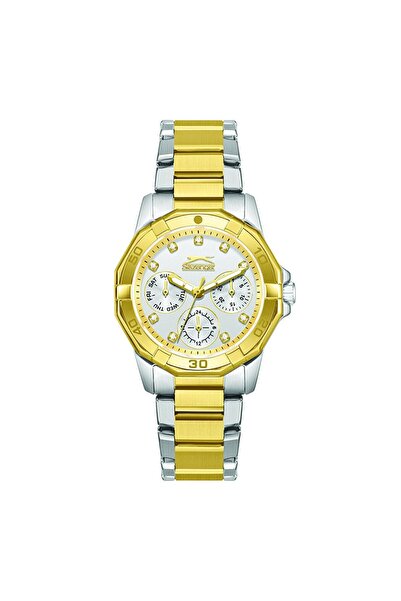 Slazenger ساعة يد نسائية |   تصميم أنيق وعملي مع سوار فولاذي وتفاصيل ذهبية