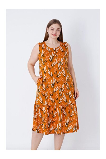 LC Waikiki Dámské bavlněné šaty s podvazkem se vzorem a kapsami na knoflíky