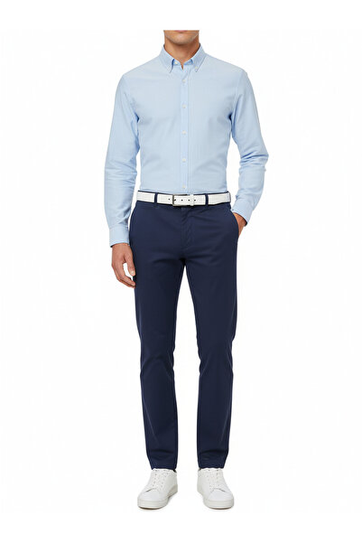 GoDeri Hakiki Kaliteli Deri Beyaz Dikişli Klasik, Kumaş Pantolon Kemeri 3,5 Cm=go-dk-kla