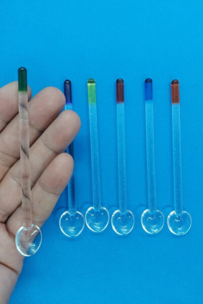 oftenadmire Glass Tea Spoon, 6 Pieces Gift Dowry Set, 6 Different Colored Spoons with Boxes for Use at Home, Office or Workplace.