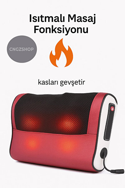 CNGZSHOP Elektrikli Masaj Yastığı Isıtmalı Yoğurmalı Boyun Bel Sırt Bacak Mas...