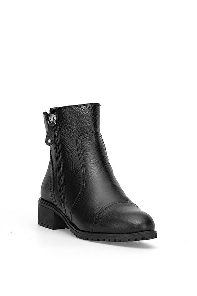 Voyager 7550 Γυναικείες μπότες με τακούνι από γνήσιο δέρμα μαύρο