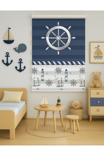 Pembepanjurevtekstıl (ENXBOY)DENİZCİ -DÜMEN -KAPTAN DİJİTAL BASKILI ZEBRA PER...