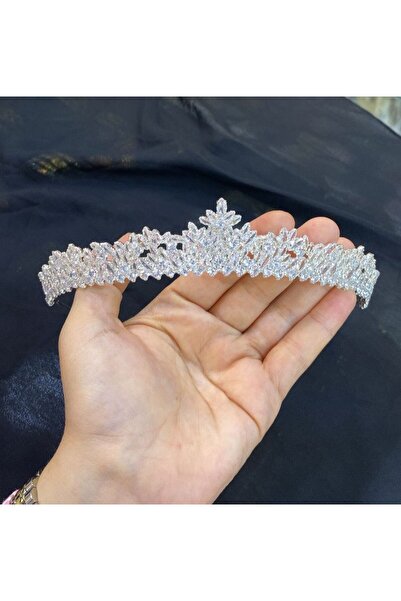 Azra Accessories Zirkon Taşlı Gelin Tacı Düğün Kına Nişan Söz Aksesuarları