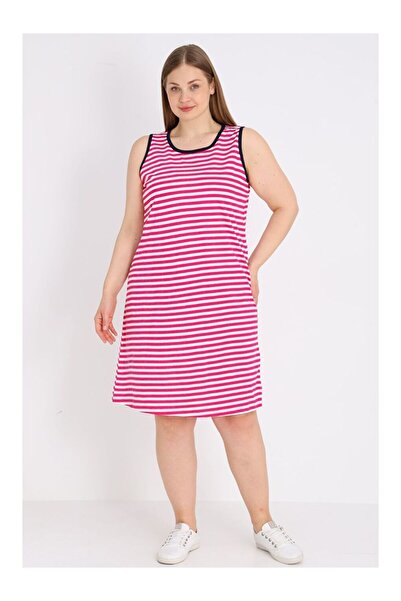 LC Waikiki Dámské 100% bavlněné šaty s proužkovaným vzorem