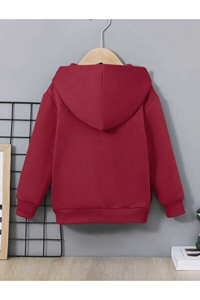 BEBEĞİME ÇORAP Παιδική ζακέτα με κουκούλα με φερμουάρ, μπορντό χρώμα