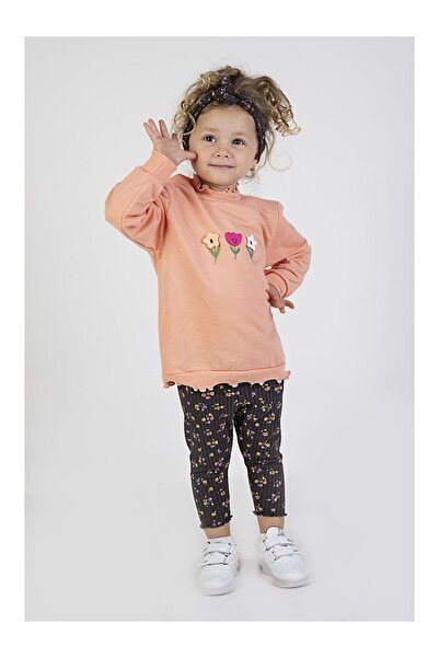 LC Waikiki Kız Bebek İki İplik Kumaş Orta Kalınlıkta Nakışlı Bandana Dahil Ör...