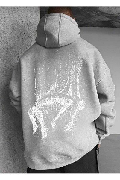 Elvino Φούτερ με κουκούλα Oversize – Αφηρημένο μοτίβο τέχνης στην πλάτη