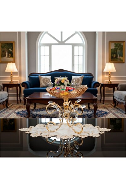 Hinora Crystal Drop Stone Model Pedestal Fruit Bowl 20X18Cm