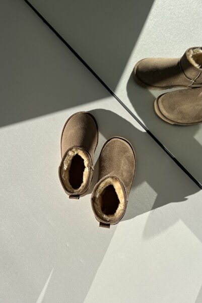 enayakkabılar Mini Vizon Süet Yarım Bot İçi Tüylü Bot