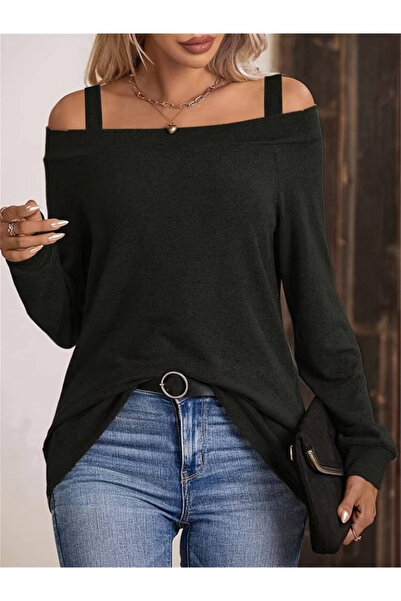 JANES Дамска ежедневна блуза от вълна и вискоза с презрамки и две рамене