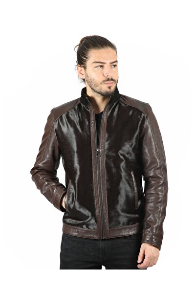 vivamood Elroy Erkek Orijinal Kürklü Dana Deri Mont-3XL