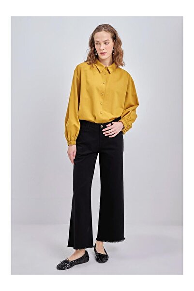 LC Waikiki Siyah-Pamuklu Paçası Püsküllü Pantolon