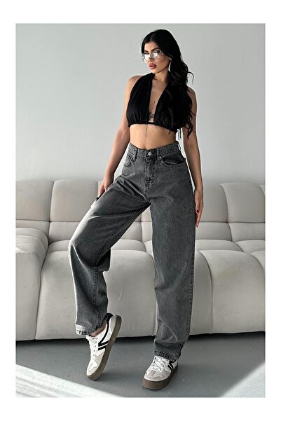 LC Waikiki Kar Yıkamalı Baggy Jean Pantolon Koyu Gri - 27269