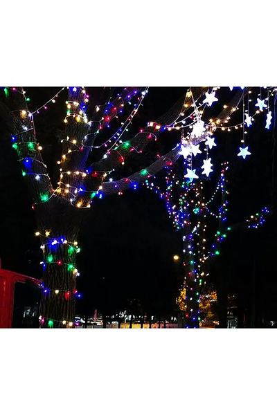 Joyful Box Instalație solară de Crăciun, 500 LED-uri, 50 de metri, Panou solar mare, Telecomandă