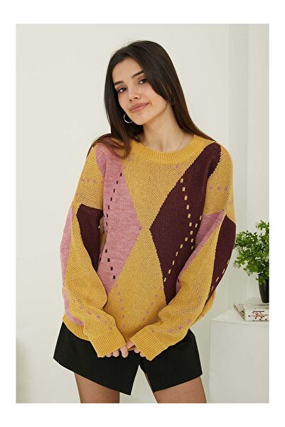 LC Waikiki Baklava Desen Triko Kazak Açik Pembe - 27671