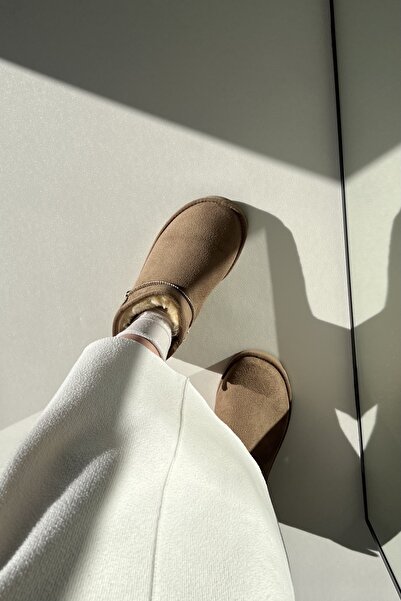 enayakkabılar Mini Vizon Süet Yarım Bot İçi Tüylü Bot