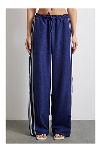 LC Waikiki Pantaloni cu dungi duble cu talie elastică Saks