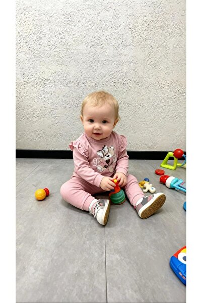 Gocoland طقم بيجامة/بدلة رياضية للفتيات الصغيرات مطبوع عليه دمية دب صغيرة