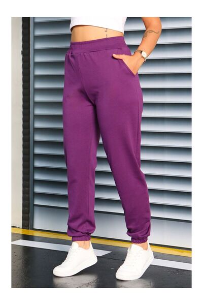 LC Waikiki Cepli Paça Lastikli İki İplik Eşofman Altı Mor - 27675