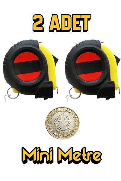 DepoMega 2 Adet Mini Metre Anahtarlık 1 Metre Şerit Metre Mini Cep Boy
