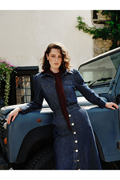 LC Waikiki سترة جينز نسائية بياقة قميص نيلي