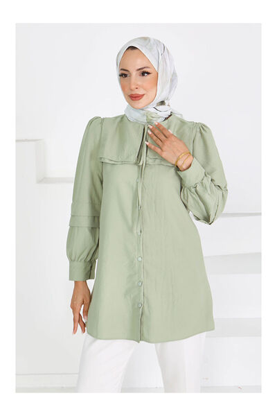 LC Waikiki Square Neck Detailed Woven Tunic Khaki - 27607