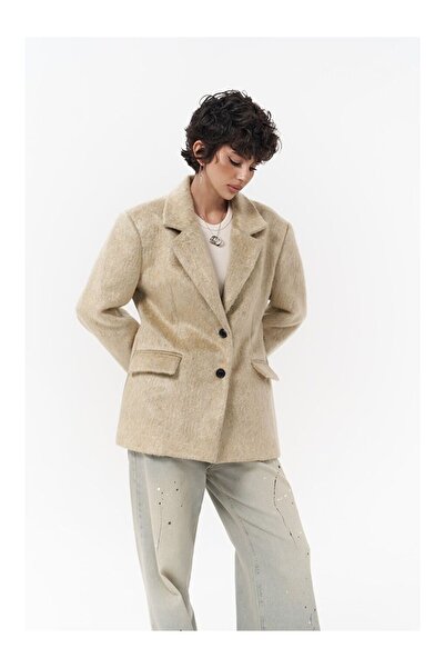 Butik ALLBUCKS MAİİİ، معطف بليزر ضيق باللون البيج من مونداي
