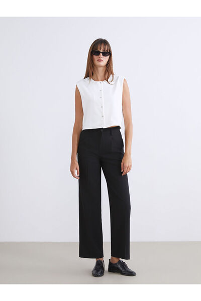 LC Waikiki Black Loose Fit Women's Pleated Trousers