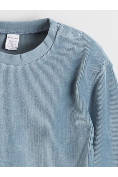 LC Waikiki Yeşil Bisiklet Yaka Kadife Erkek Bebek Sweatshirt Ve Eşofman Altı