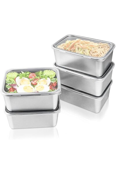 Generic POVOND 5pcs Stainless Steel Food Containers with Lids, Stacking Snack Container, Reusable Containers