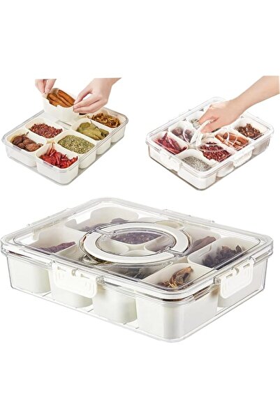 Generic Hcosmy 1PC Divided Serving Tray with Lid Spice Storage Tray with 8 In...