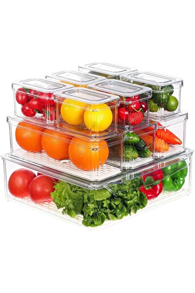 Generic U-HOOME 10 Pack Refrigerator Organizer Bins with Lids, Stackable Frid...