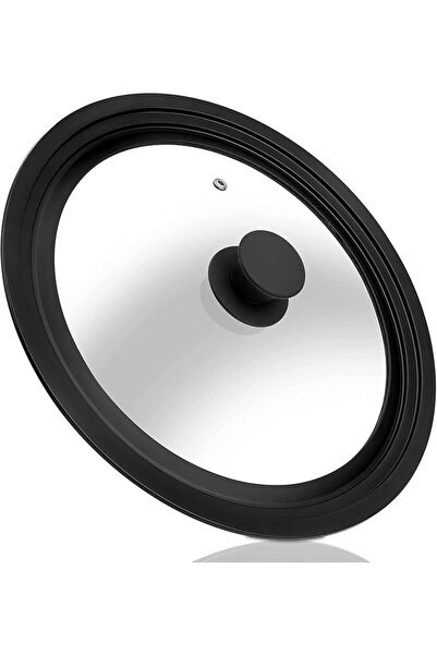 Generic غطاء للأواني والمقالي والمقالي - غطاء من الزجاج المقسّى مع حافة سيليكون مقاومة للحرارة يناسب مقاس 24-28 قطرًا