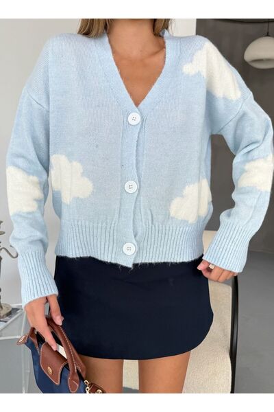 QARA Cloud patterned knit cardigan