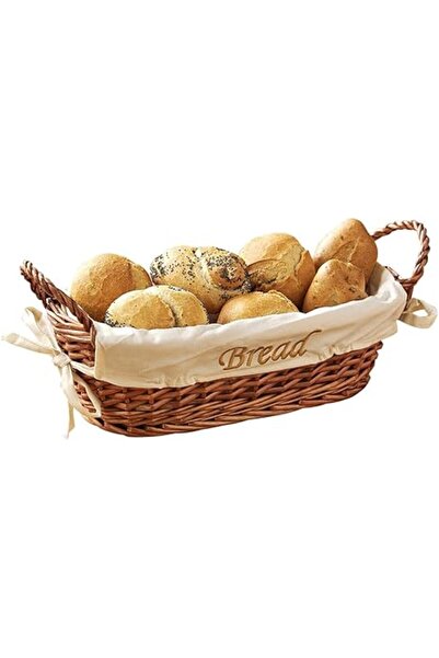 Generic Premier Housewares Wicker Bread Basket with Cream Fabric Lining - 12 X 28 X 15 cm, Natural
