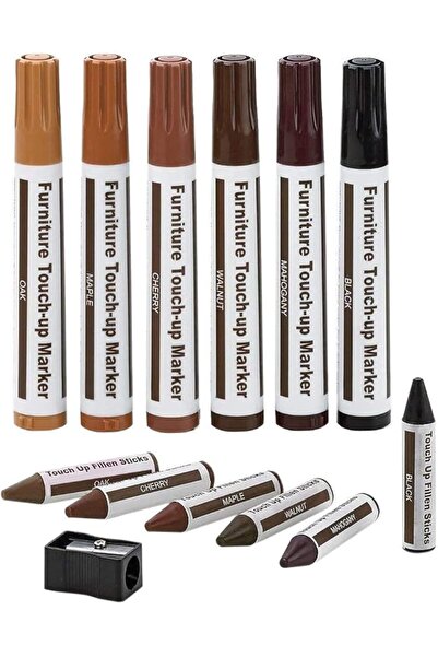 Generic مجموعة إصلاح الأثاث - أقلام تحديد خشبية - مجموعة من 13 قلم تحديد وعصي...