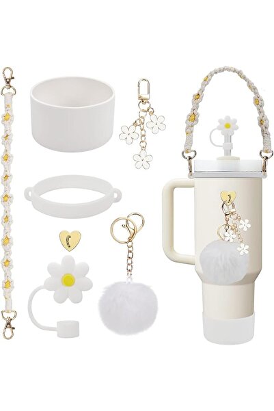 Generic مجموعة ملحقات كأس ستانلي، بما في ذلك حزام مقبض زجاجة المياه، غطاء سيل...