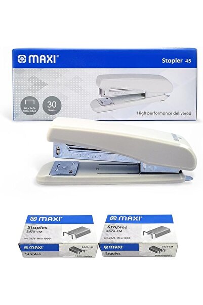 MAXİ Stapler 30 Sheets + Staples 26/6 1000pcsX2Pkts, ideal for office,school and Home