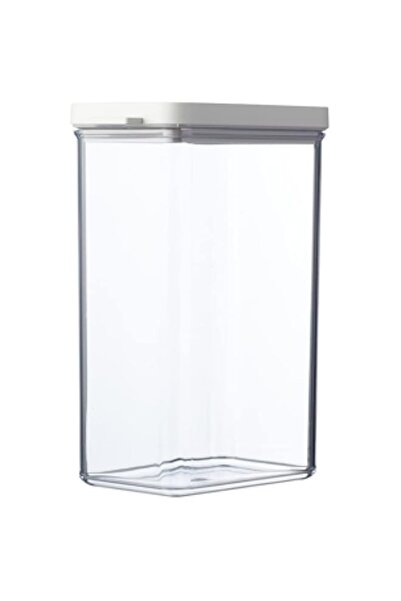 Generic مرطبان تخزين مستطيل الشكل من ميبال أومنيا، سعة 2000 مل، لون أبيض نورديك