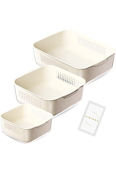 Generic VIMINDA Fresh Food Storage Containers for Refrigerator, 2 in 1 Filter Plastic Fruit Washing Drain Ba