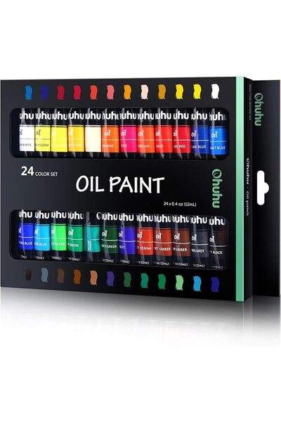 Generic مجموعة ألوان زيتية أنابيب ألوان زيتية، ألوان زيتية، 24 لونًا، ألوان فنية، مجموعة ألوان زيتية للمبتدئين