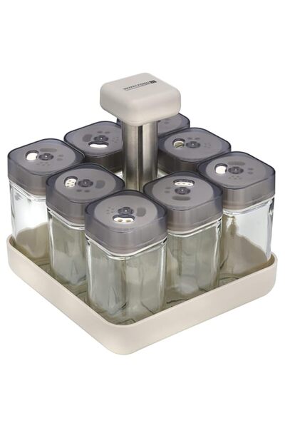 Generic Royalford Spice Rack Set, 8 Jars With Revolving Stand, RF10520 8 In 1 Masala Rack Set/ Condiment Set