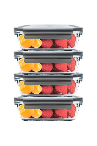 Generic MAMATOONS 4-PACK Large 1040ML(35oz) Glass Meal Prep Containers With Leak-Proof Locking Lids, Glass F