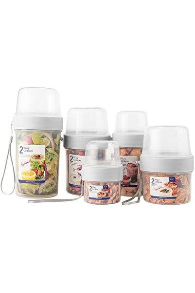 Generic Oats Storage Pot – 2 Compartment Lunch Caddy for Breakfast, Cereal, Yogurt & Salad – Lunch Box Stor